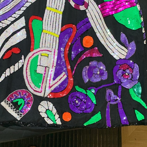 RARE vintage Rockstar Guitar beaded, sequined slip dress, size 12, VGUC - Picture 7 of 13